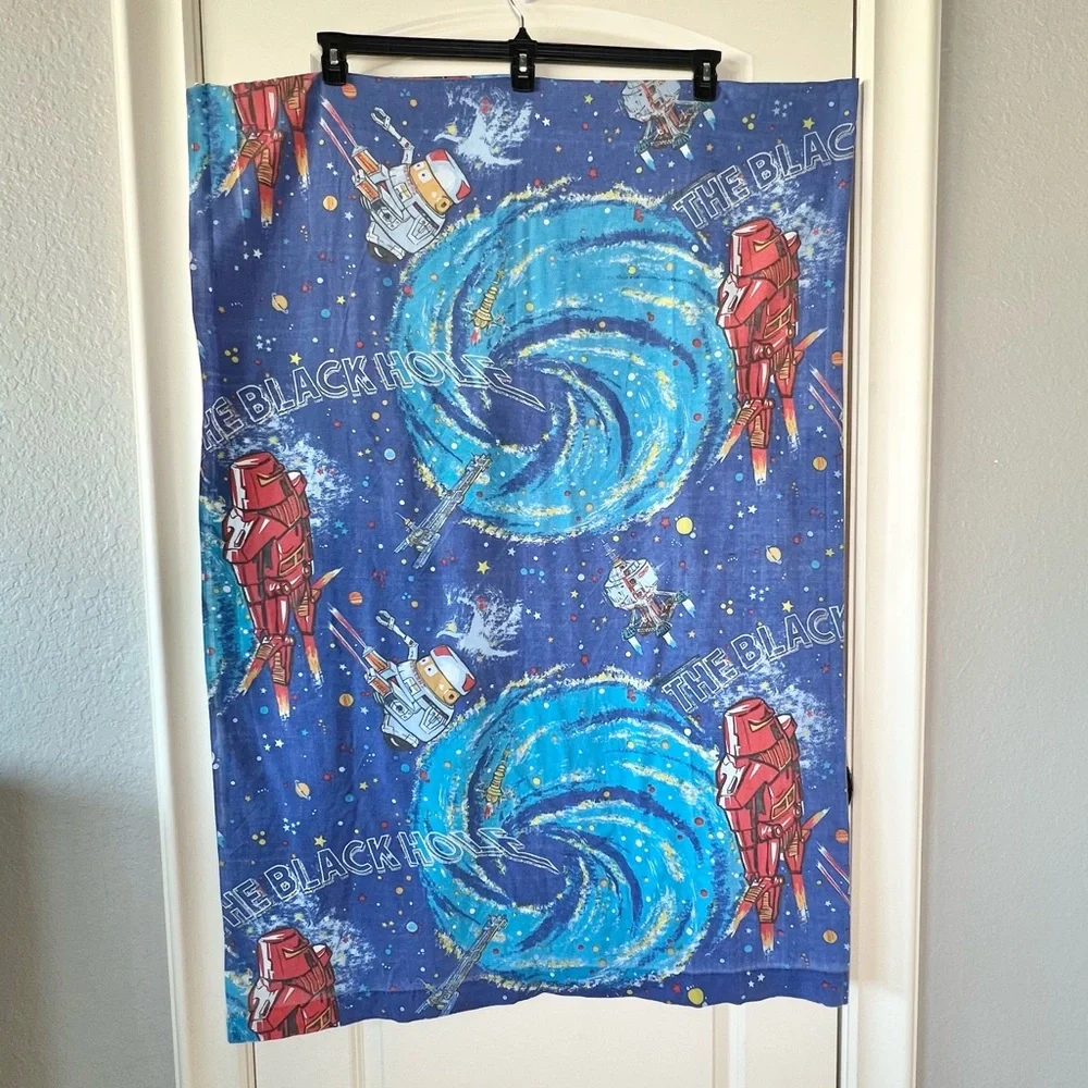 Vintage 1979 Disney The Black Hole Twin Flat Bed Sheet Sci-Fi Retro Decor